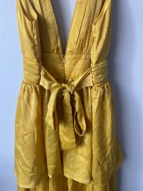 Lulu's Golden Yellow Tiered V-Neck Dress - Picture 5 of 5